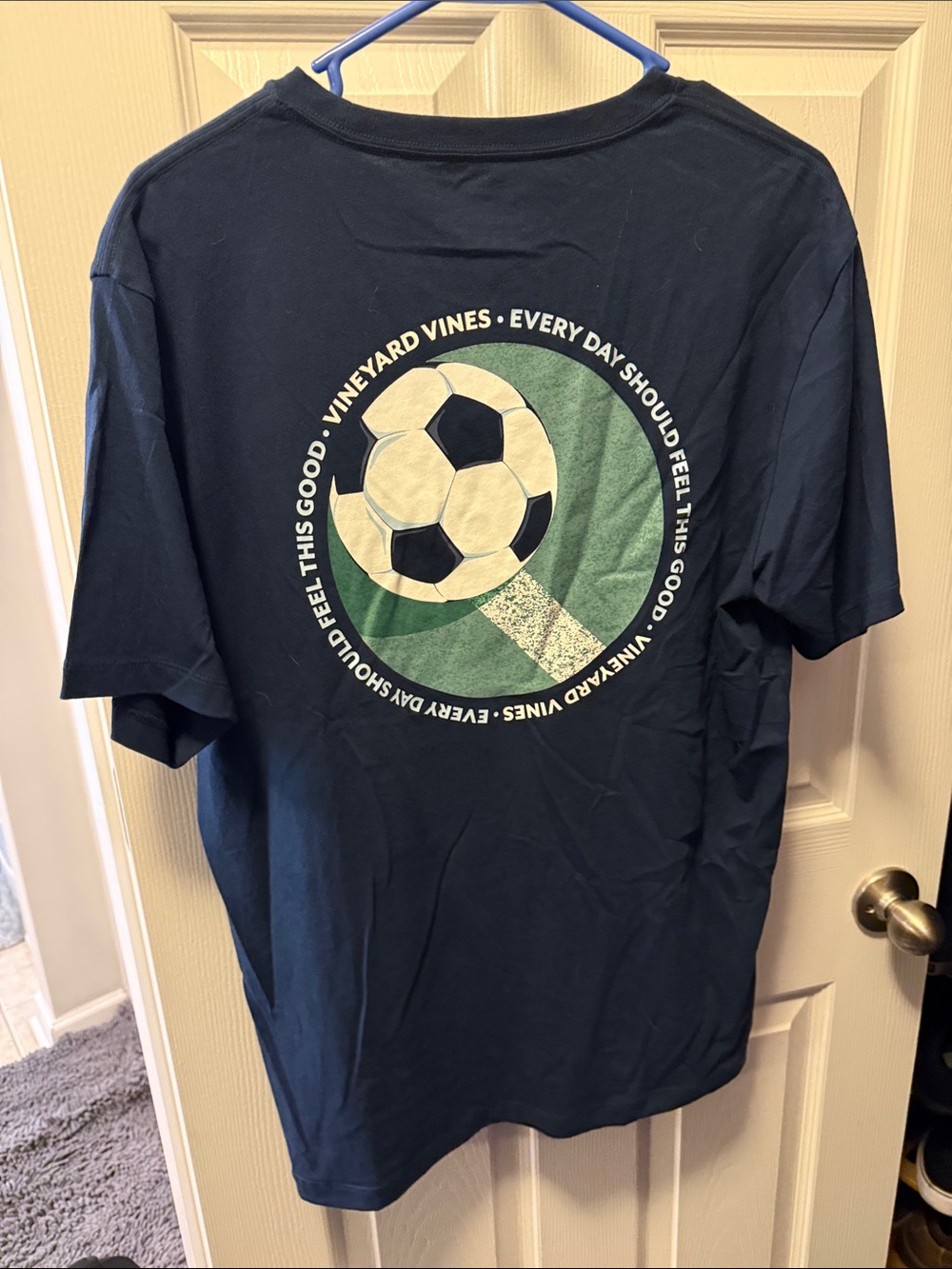 Vineyard Vines Navy Short-Sleeve Pocket Tee with Soccer Patch - Picture 2 of 3